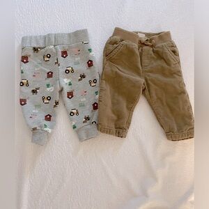 Gymboree boys’ 3-6 mos lined corduroy pants/ Little Wonders farm print sweatpant